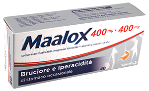Maalox 400+400mg Iperacidità e bruciore di stomaco 40 compresse masticabili