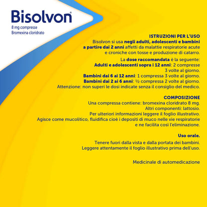 Bisolvon 20 compresse 8mg per tosse grassa con catarro