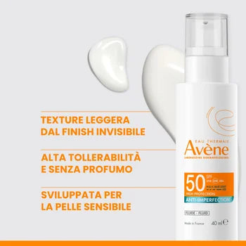 Eau Thermale Avene Fluido Solare viso anti imperfezioni SPF50+ da 50ml
