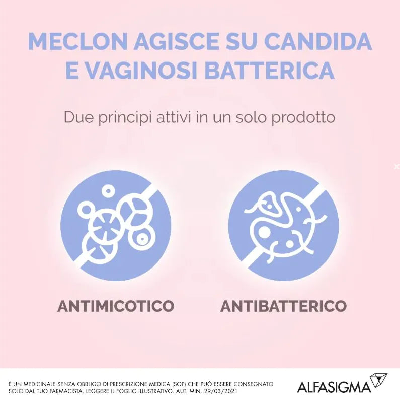 Meclon ovuli vaginali 10 ovuli da 100mg+500mg Trattamento contro le infezioni vaginali da candida o batteri