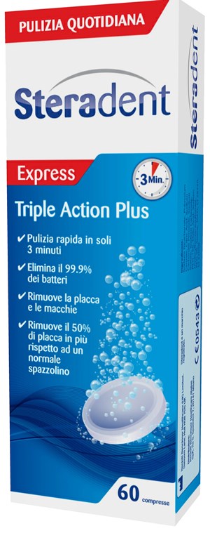 STERADENT TRIPLE ACTION PLUS 60 COMPRESSE PULENTI