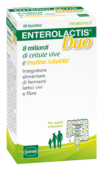 Enterolactis Duo 10 bustine Integratore di 8 miliardi di fermenti lattici vivi L.Casei ed Inulina Solubile