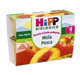 HIPP BIO FRUTTA GRATTUGGIATA MELA PESCA 4X100 G