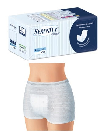 PANNOLONE PER INCONTINENZA FORMATO RETTANGOLARE CON BARRIERA SERENITY 30 PEZZI