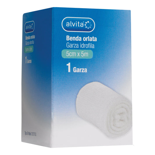 BENDA IN GARZA IDROFILA ORLATA ALVITA 5X500CM