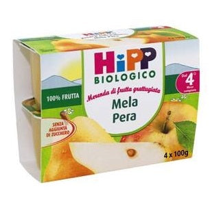 HIPP BIO FRUTTA GRATTUGGIATA MELA PERA 4X100 G