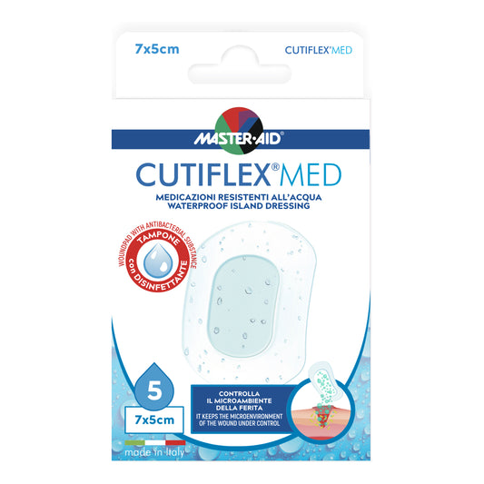MEDICAZIONE AUTOADESIVA TRASPARENTE IMPERMEABILE MASTER-AID CUTIFLEXMED 7X5 CM 5 PEZZI