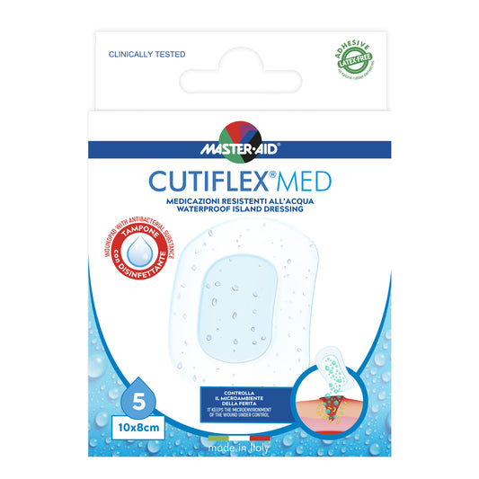 MEDICAZIONE AUTOADESIVA TRASPARENTE IMPERMEABILE MASTER-AID CUTIFLEXMED 10X8 CM 5 PEZZI