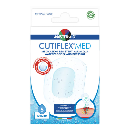 MEDICAZIONE AUTOADESIVA TRASPARENTE IMPERMEABILE MASTER-AID CUTIFLEXMED 10X12 CM 5 PEZZI