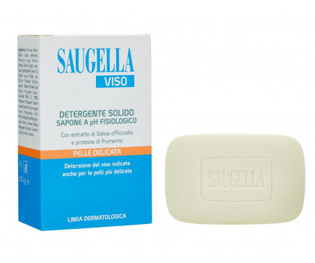 Saugella Viso Detergente Solido 100g per Pelle delicata PH fisiologico