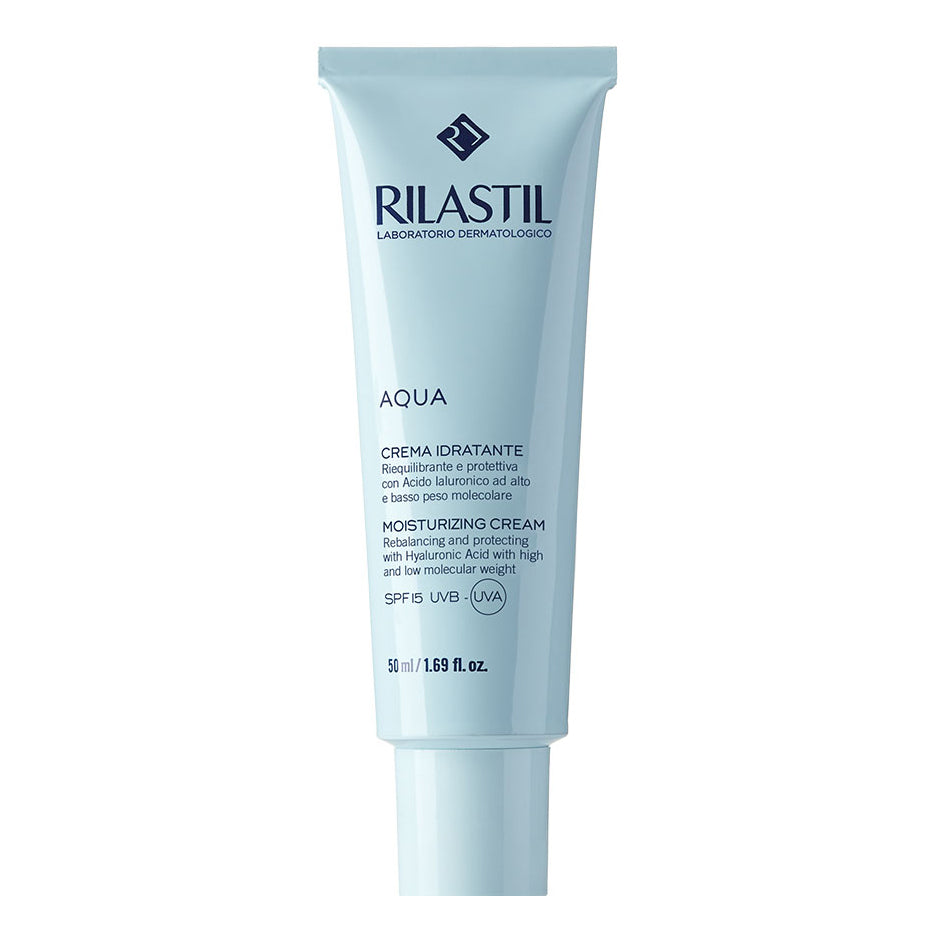 Rilastil Aqua UV Crema Idratante SPF15 Emulsione Viso Idratante e Protettiva 50 ml