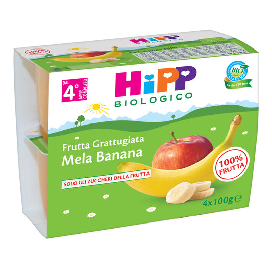 HIPP BIO FRUTTA GRATTUGGIATA MELA BANANA 4X100 G