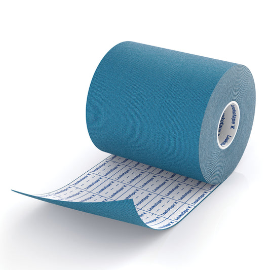BENDA ADESIVA LEUKOTAPE K PER TAPING FISIOTERAPICO LARGHEZZA 7,5 CM LUNGHEZZA 5 M COLORE BLU IN ROTOLO