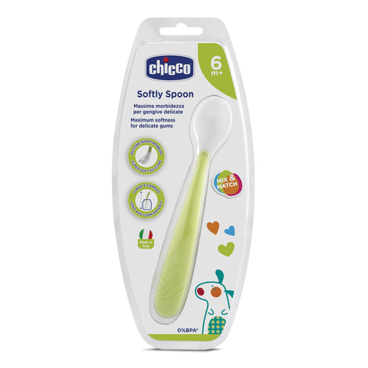 CHICCO CUCCHIAIO MORBIDO SILICONE 6M+ VERDE UP