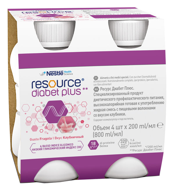 RESOURCE DIABET PLUS FRAGOLA 4 X 200 ML