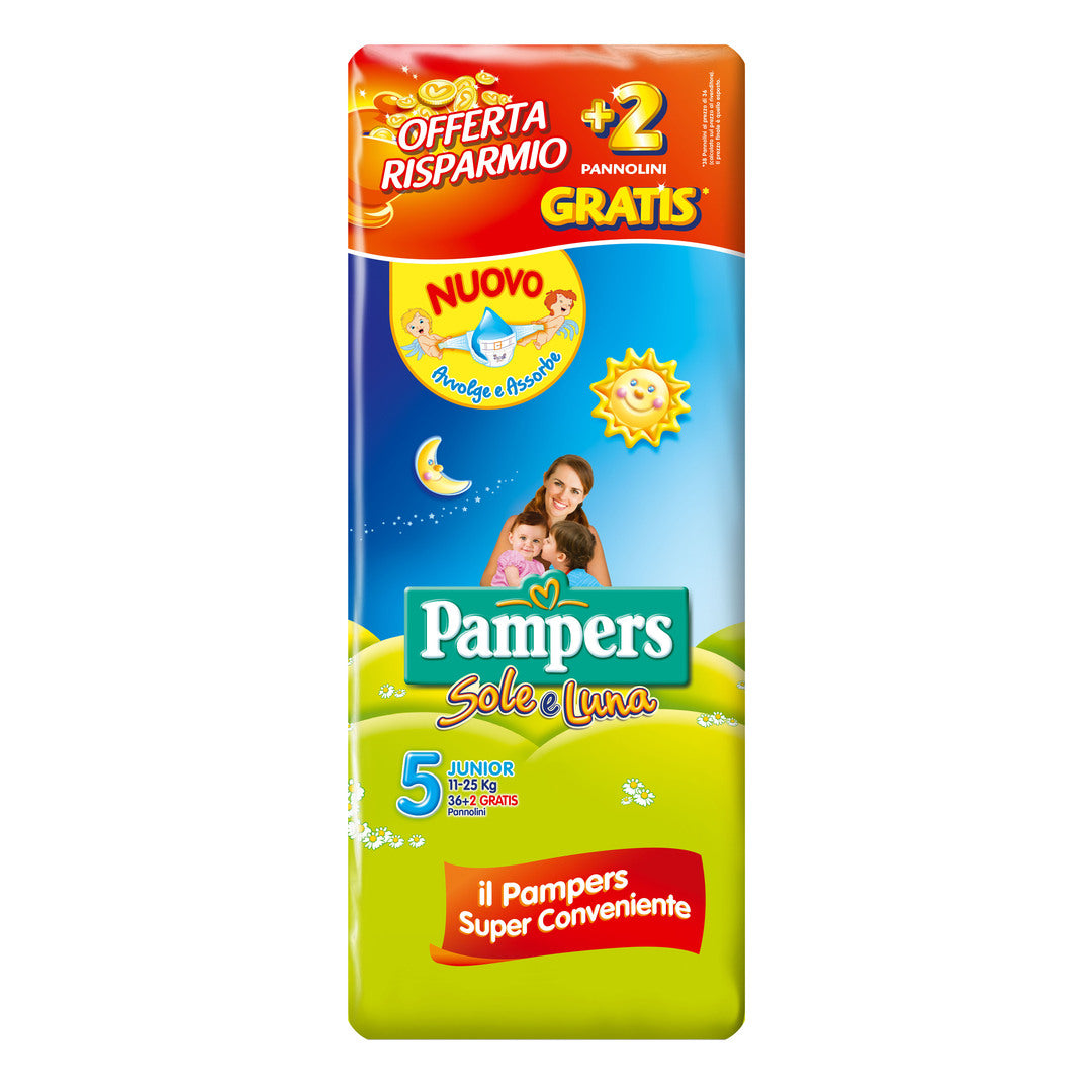 PAMPERS SOLE&LUNA JUNIOR 36 + 2 PEZZI