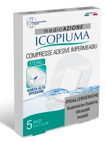 GARZA COMPRESSA ICOPIUMA MEDICATA POSTOPERATORIA 5X7,5 CM 5 PEZZI