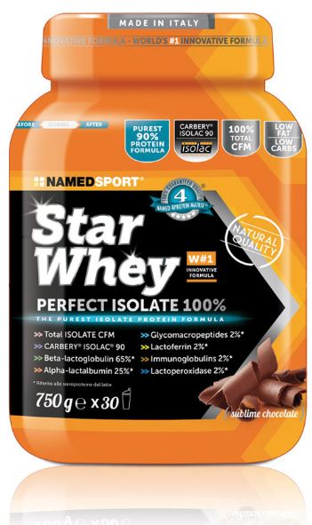 NamedSport proteine Star Whey Sublime Chocolate 750g proteine del siero del latte isolate