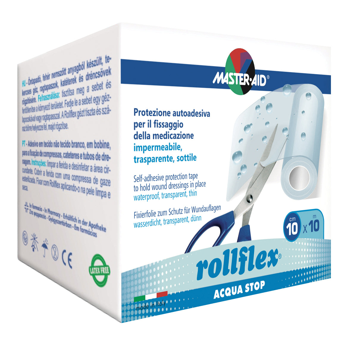 CEROTTO IMPERMEABILE PER FISSAGGIO MEDICAZIONI MASTER-AID ROLLFLEX A-STOP M 10X10 CM