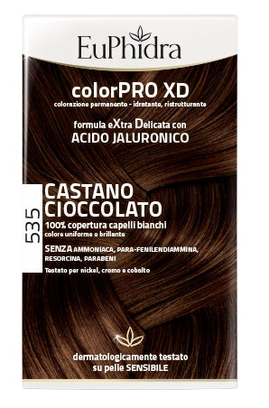 EUPHIDRA COLORPRO XD 535 CASTANO CIOCCOLATO GEL COLORANTE CAPELLI IN FLACONE + ATTIVANTE + BALSAMO + GUANTI