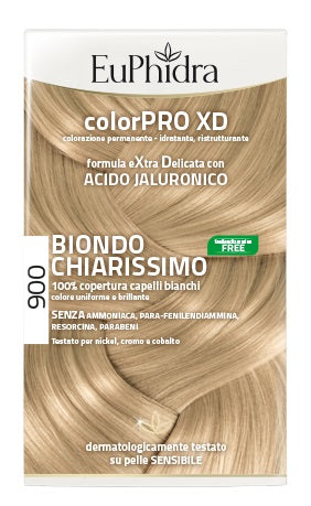 EUPHIDRA COLORPRO XD 900 BIONDO CHIARISSIMO GEL COLORANTE CAPELLI IN FLACONE + ATTIVANTE + BALSAMO + GUANTI