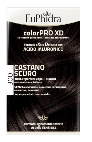 EUPHIDRA COLORPRO XD 300 CASTANO SCURO GEL COLORANTE CAPELLI IN FLACONE + ATTIVANTE + BALSAMO + GUANTI