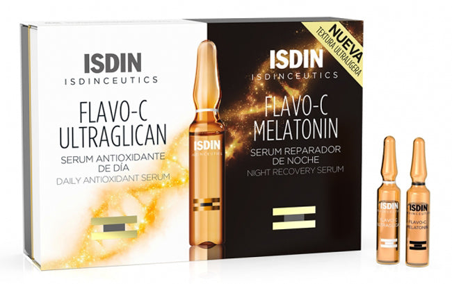 Isdin Isdinceutics Flavo C Day&Night Ultraglican/Melatonin Siero Viso 20 Fiale