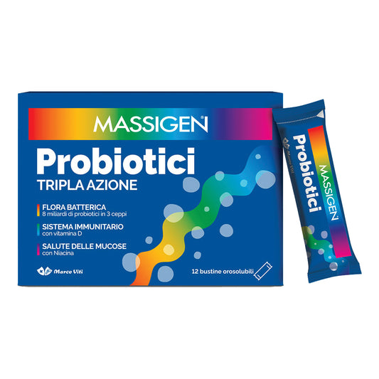 Massigen Probiotici Tripla Azione 12 stick orosolubili
