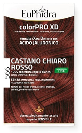 EUPHIDRA COLORPRO GEL COLORANTE CAPELLI XD 566 CASTANO CHIARO ROSSO 50 ML + ATTIVANTE + BALSAMO + GUANTI