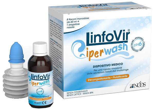 LINFOVIR IPERWASH SOLUZIONE SALINA IPERTONICA TAMPONATA 8 FLACONI DA 60 ML + 1 EROGATORE NASALE