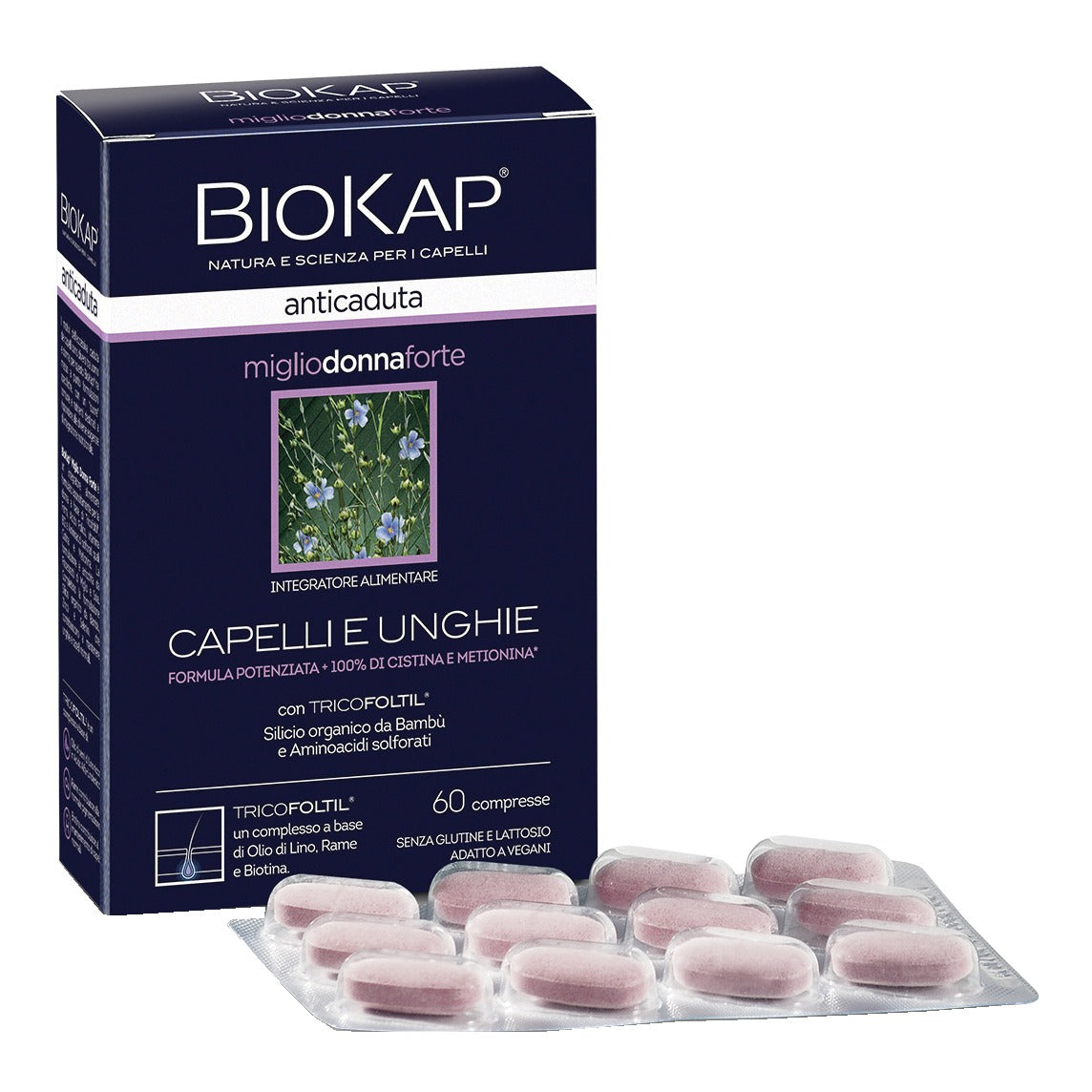 BIOKAP ANTICADUTA MIGLIO DONNA FORTE CON TRICOFOLTIL 60 COMPRESSE