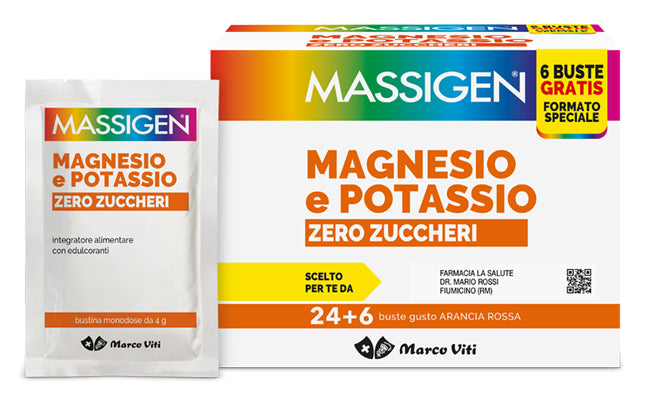 Massigen Magnesio e Potassio Zero Zuccheri 24+6 Bustine
