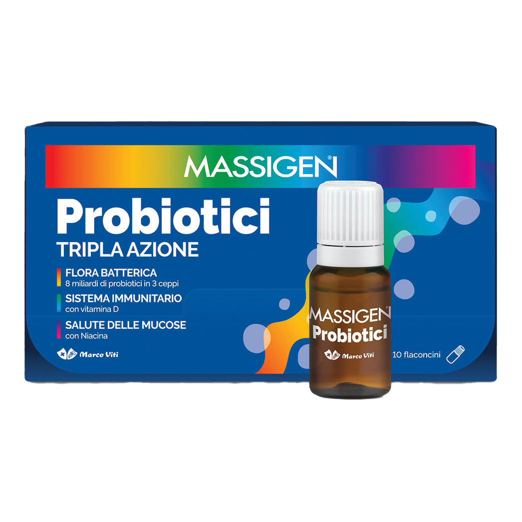 Massigen Probiotici Tripla Azione Integratore Di Fermenti Lattici Vivi 10 Flaconcini 8ml Promo