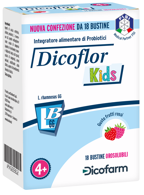 DICOFLOR KIDS 18 BUSTINE OROSOLUBILI GUSTO FRUTTI ROSSI