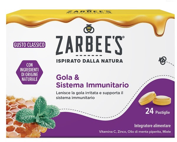 Zarbee's gola e sistema immunitario 24 pastiglie integratore alimentare per il supporto del sistema immunitario