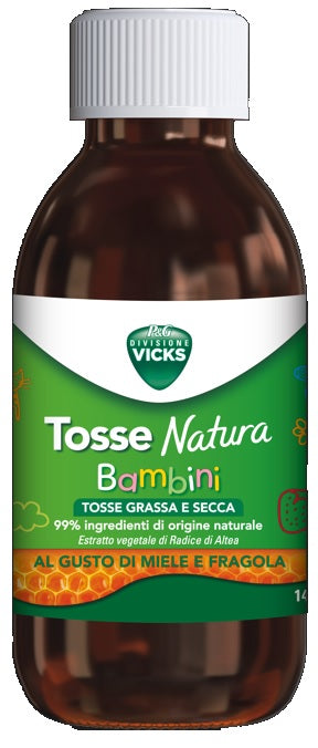 Vicks Tosse Natura Bambini Tosse Grassa e Secca Gusto Miele e Fragola 140 ml