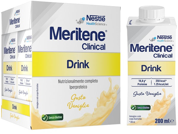 Meritene Clinical Vaniglia 4x200ml Alimento iperproteico multivitaminico e multiminerale per casi di malnutrizione