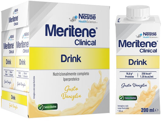 Meritene Clinical Vaniglia 4x200ml Alimento iperproteico multivitaminico e multiminerale per casi di malnutrizione