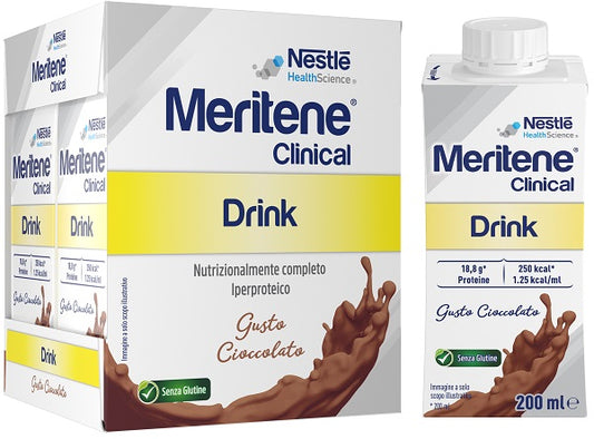 Meritene Clinical Cioccolato 4x200ml Alimento iperproteico multivitaminico e multiminerale per casi di malnutrizione