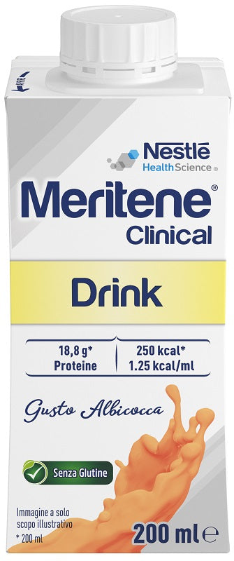 Meritene Clinical Albicocca 200ml Alimento iperproteico multivitaminico e multiminerale per casi di malnutrizione