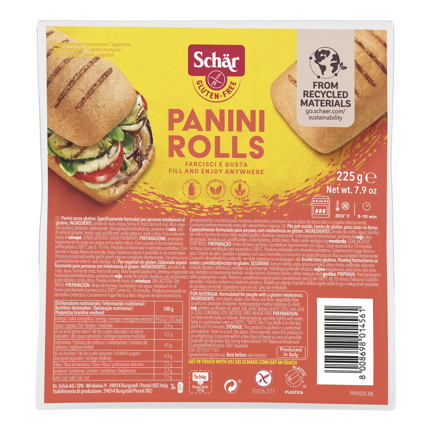 SCHAR PANINI ROLLS SENZA LATTOSIO 3 X 75 G