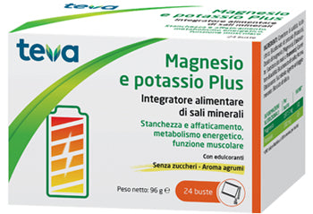 MAGNESIO POTASSIO PLUS TEVA 24 BUSTINE SENZA ZUCCHERI AROMA AGRUMI