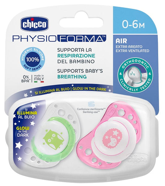 CHICCO SUCCHICCO AIR LUM SILICONE 0-6 MESI 2 PEZZI