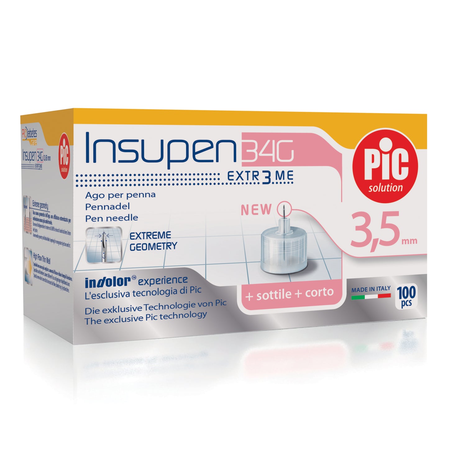 AGO PER PENNA DA INSULINA PIC INSUPEN 34 GAUGE 3,5MM 100 PEZZI