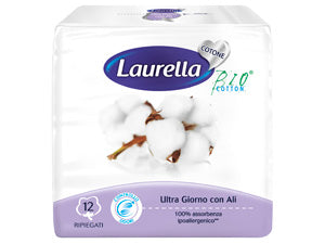 ASSORBENTE LAURELLA IN COTONE ULTRA GIORNO CON ALI 12 PEZZI