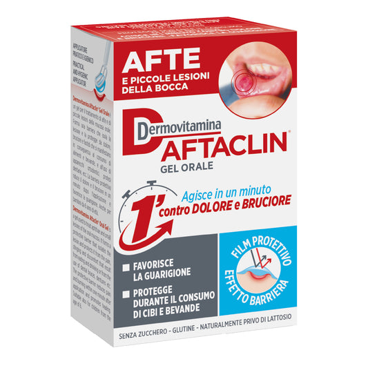 DERMOVITAMINA AFTACLIN GEL ORALE 7 ML CONTRO DOLORE E BRUCIONE SENZA ZUCCHERO E SENZA GLUTINE