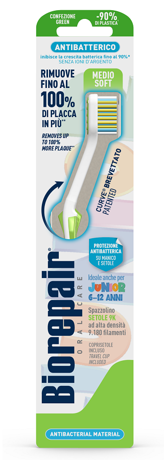 BIOREPAIR ORAL CARE SPAZZOLINO ANTIBATTERICO JUNIOR 6-12 ANNI PIU' COMFORT SETOLE MEDIO SOFT