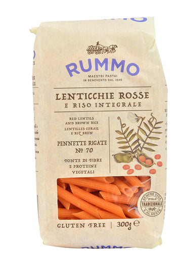 RUMMO PENNETTE RIGATE N 70 LENTICCHIE ROSSE E RISO INTEGRALE 300 G