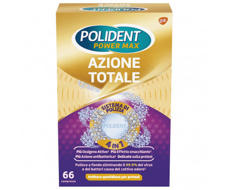 Polident Azione Totale 66 compresse antibatteriche per la pulizia quotidiana di protesi