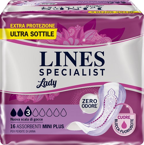 ASSORBENTI PER INCONTINENZA LINES SPECIALIST LADY MINI PLUS 16 PEZZI